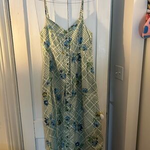 Modcloth Green and Blue Floral Maxi Dress